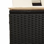 vidaXL Chaise longue double et auvent et coussins noir résine tressée