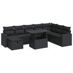 vidaXL Salon de jardin 9 Pièces avec coussins noir résine tressée