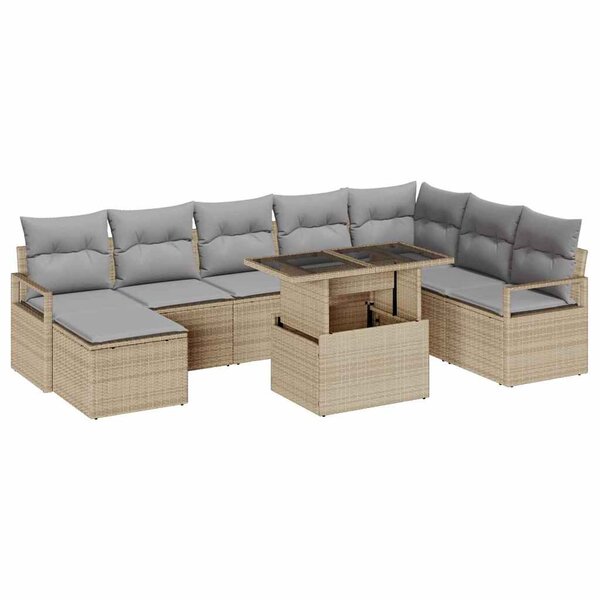 vidaXL Ensemble de canapé de jardin 9 Pièces beige et gris clair