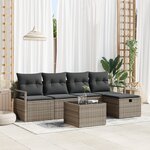 Canapé de jardin vidaXL 6 pièces avec coussins gris Poly Rattan