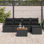 vidaXL Ensemble de canapé de jardin 6 Pièces Noir Poly rotin