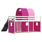 vidaXL Lit superposé avec toboggan et rideaux rose 90x190 cm