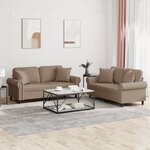 vidaXL Ensemble de canapés 2 Pièces avec coussins cappuccino similicuir