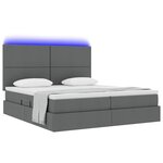 vidaXL Lit de rangement LED avec matelas Gris foncé 200 x 200 cm Tissu