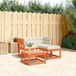 vidaXL Salon de jardin 3 Pièces avec coussins cire marron bois pin massif