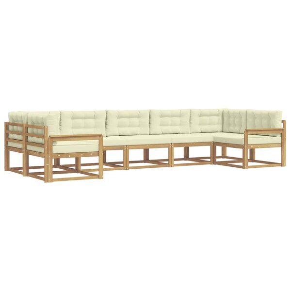 vidaXL Ensemble de canapés d'extérieur 7 pc Blanc et crème