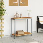 vidaXL Table d'extérieur Naturel et Gris 35x80x75 cm Bois massif et acier