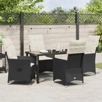 vidaXL Ensemble de jardin 5 pièces avec coussins Noir Poly Rattan