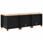 vidaXL Canapé de jardin avec coussins 3 places noir résine tressée