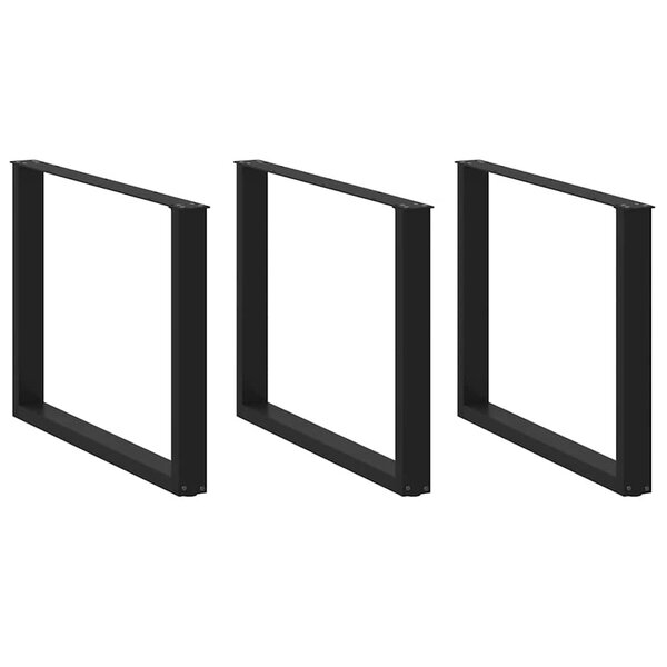 vidaXL Pieds de table à manger en U 3 pièces Noir 100 x (72-73) cm Acier