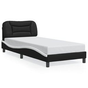 vidaXL Cadre de lit sans matelas Hvar noir et blanc 90x190 cm similicuir