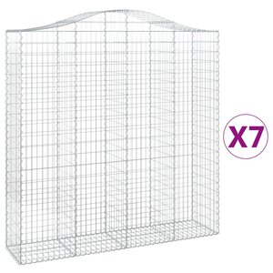 vidaXL Paniers à gabions arqués 7 Pièces 200x50x200/220 cm Fer galvanisé