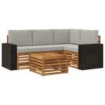 vidaXL Ensemble de canapés d'extérieur 5 pc Naturel et gris clair