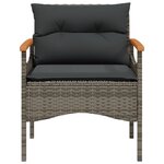 vidaXL Salon de jardin 4 Pièces avec coussins gris résine tressée