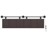 vidaXL Tête de lit suspendue Avec lumière LED Marron foncé Tissu