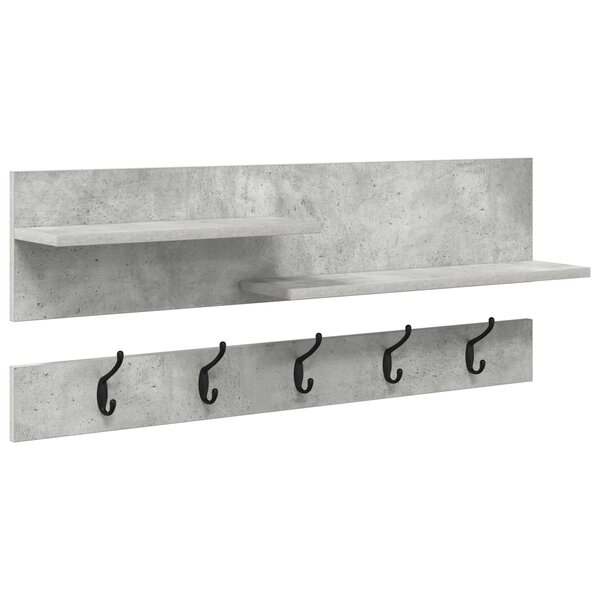 vidaXL Porte-manteau mural avec étagère avec stockage Gris béton 90 x 15 x 36 cm
