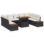 vidaXL Ensemble de canapé de jardin 6 pièces avec coussins en rotin synthétique noir