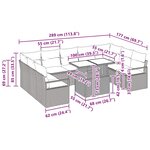 vidaXL Ensemble de canapé de jardin 10 Pièces Gris Poly rotin