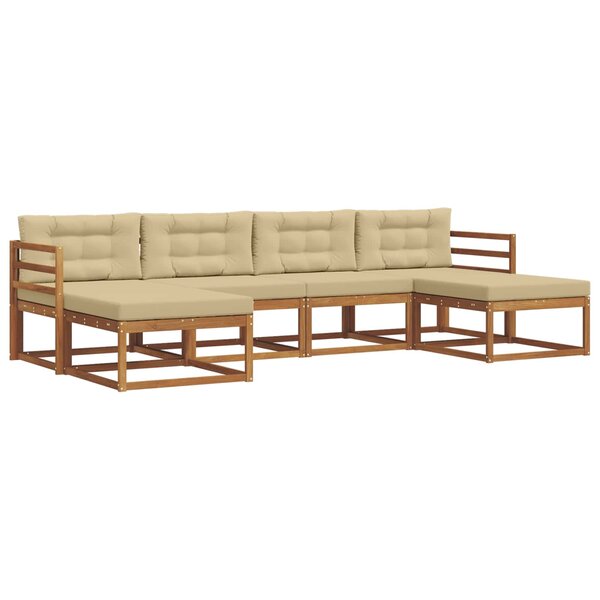 vidaXL Ensemble de canapés d'extérieur 6 pc Naturel et Beige