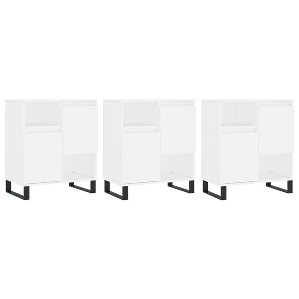 vidaXL Buffets 3 Pièces Blanc Bois d'ingénierie