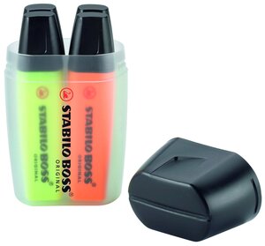 Big BOSS Box de 4 Surligneurs BOSS ORIGINAL Rechargeable Pte Biseautée 2-5 mm STABILO