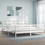 vidaXL Cadre de lit avec tête de lit blanc 200x200 cm bois massif