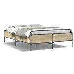 vidaXL Cadre de lit chêne sonoma 140x190 cm bois d'ingénierie et métal