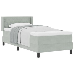 vidaXL Lit à ressorts avec tête de lit Gris clair 190 x 90 cm Velours