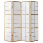 Paravent bois 4 pans clair