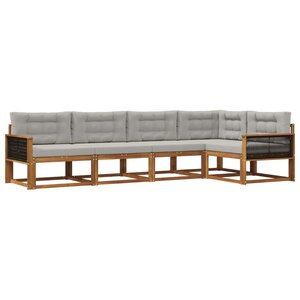 vidaXL Ensemble de canapés d'extérieur 5 pc Naturel et Gris clair