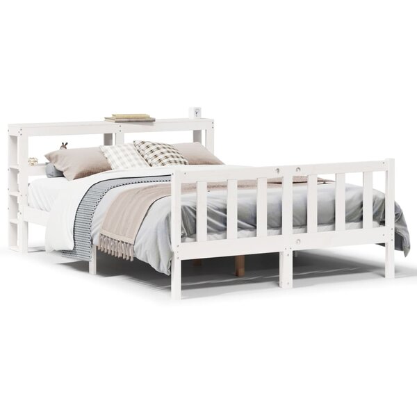 vidaXL Cadre de lit sans matelas blanc 150x200 cm bois de pin massif