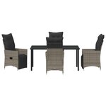 vidaXL Ensemble de repas de jardin 5 pièces avec coussins gris poly rattan