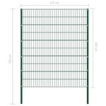 Vidaxl panneau de clôture avec poteaux fer 1 7 x 2 m vert