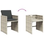 vidaXL Chaises de jardin avec coussins lot de 4 gris clair poly rotin
