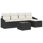 vidaXL Ensemble de canapé de jardin 6 Pièces Noir 55 x 55 x 37 cm