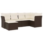 vidaXL Salon de jardin avec coussins 6 Pièces marron résine tressée