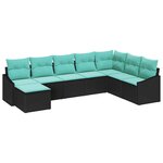 vidaXL Ensemble de Canapés avec coussin 8 Pièces Noir polyrotin
