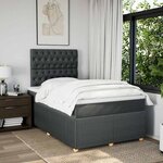 vidaXL Sommier à lattes de lit avec matelas gris foncé 120x190cm tissu