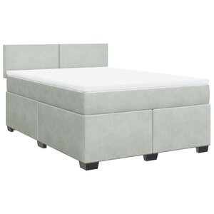 vidaXL Sommier à lattes de lit et matelas Gris clair 160x200cm Velours