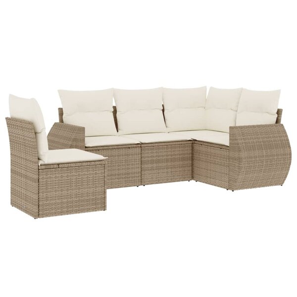 vidaXL Salon de jardin avec coussins 5 Pièces beige résine tressée