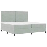 vidaXL Lit à ressort LED avec matelas Gris clair 200 x 200 cm tissu