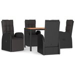 vidaXL Ensemble à manger de jardin coussins 5Pièces Noir Résine tressée