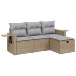 vidaXL Salon de jardin avec coussins 4Pièces mélange beige résine tressée