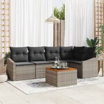 vidaXL Ensemble de canapé de jardin avec coussin 6 Pièces Gris Poly rotin