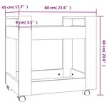 vidaXL Chariot de bureau Gris béton 60x45x60 cm Bois d'ingénierie