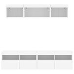 vidaXL Unités murales TV avec LED 5 Pièces blanc bois d'ingénierie