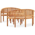 vidaXL Salon de jardin 3 Pièces en forme de banane Bois de teck solide