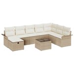vidaXL Ensemble de canapé de jardin 9 Pièces Beige Poly rotin