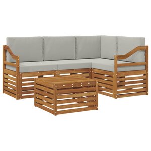vidaXL Ensemble de canapés d'extérieur 5 pc Gris Naturel et Clair
