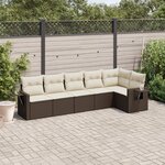 vidaXL Salon de jardin avec coussins 6 Pièces marron résine tressée